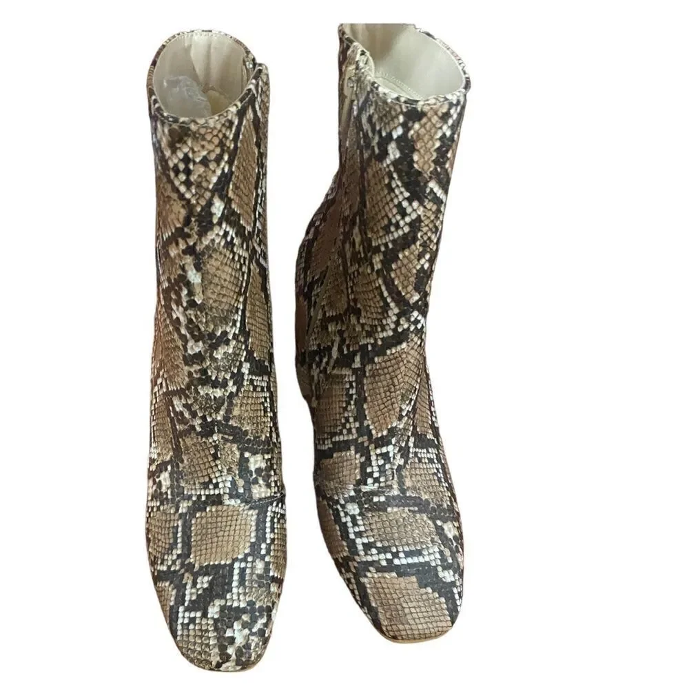 NWOB Lulu’s My Generation Tan Snake High Heel Mid-Calf Boots *SIZE: 8‎
